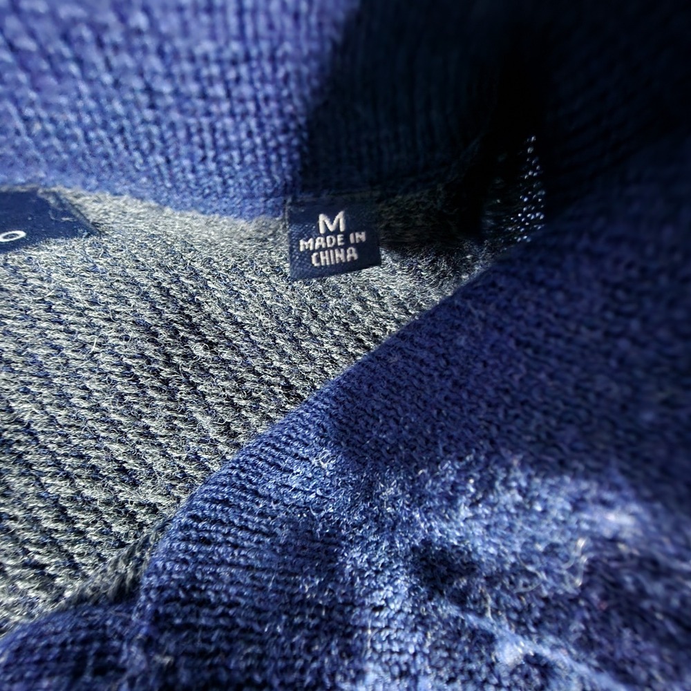 Toscano Italian Fine Merino Wool 1/4 Zip Sweater Blue Mock Neck Men's M Casual - Picture 5 of 8
